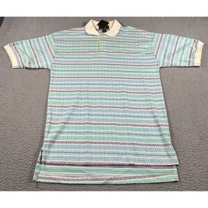 Vintage Cross Creek Polo Shirt Men's Medium Green‎ Aztec Golf Athletic Boho USA